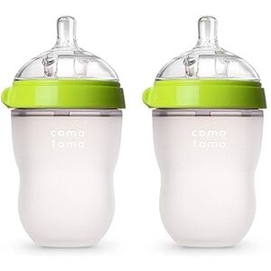 Comotomo Baby Bottles with Green Lids